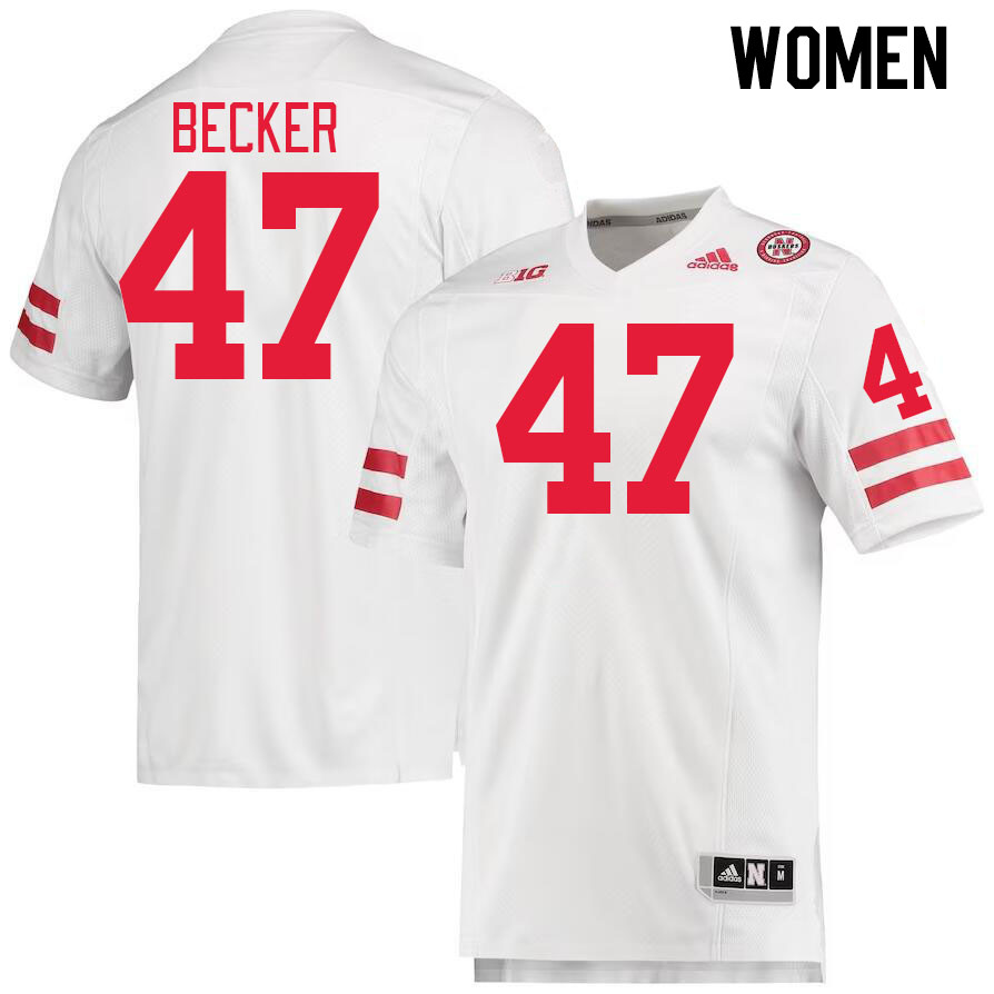 Women #47 Caden Becker Nebraska Cornhuskers College Football Jerseys Stitched Sale-White